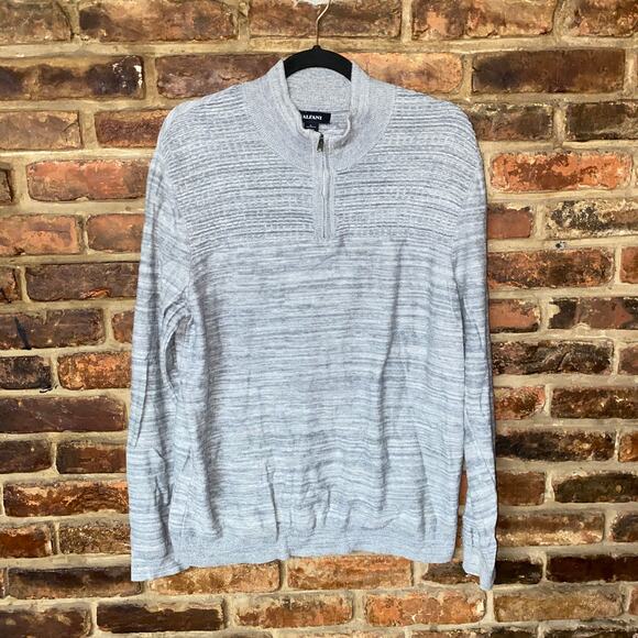Alfani Gray Quarter Zip Pullover Knit Sweater Men's Size Large - Picture 1 of 4